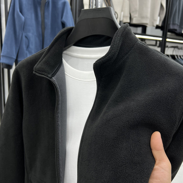 Men's fleece jacket with high collar and practical pockets Lisslune