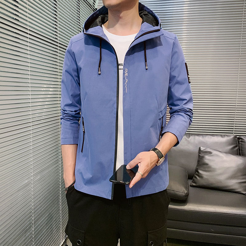 Men's lightweight transitional jacket with adjustable hood and functional zip pockets Lisslune