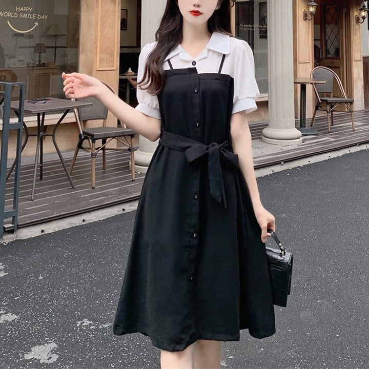 Women's shirt dress with tailored cut and button details