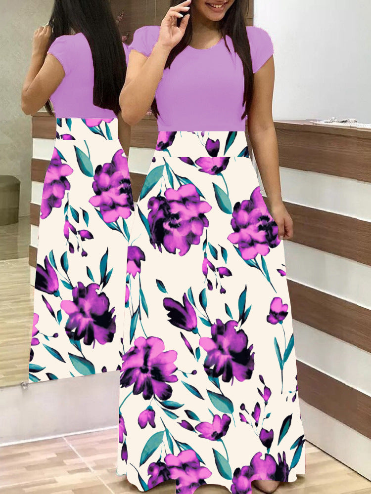 Damen Elegantes Maxikleid mit grafischem Druck und flexiblem Bund Lisslune