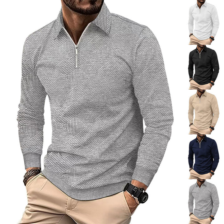Men's fashionable stand-up collar sweater with textured material Lisslune