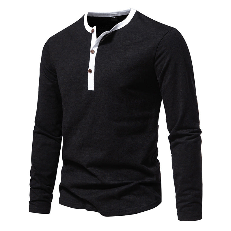 Men's long-sleeve Henley shirt with contrasting collar Lisslune