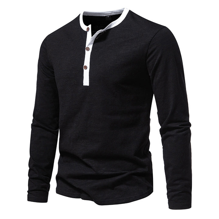 Men's long-sleeve Henley shirt with contrasting collar Lisslune