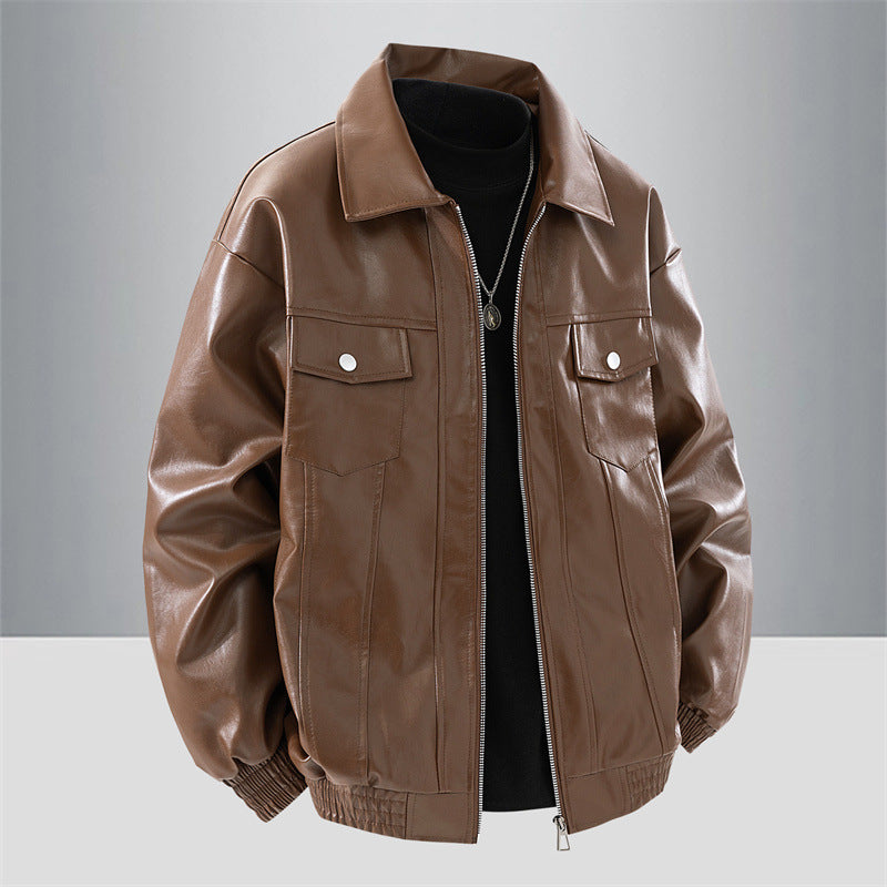 Men's Casual Synthetic Leather Jacket with Sporty Cut Lisslune