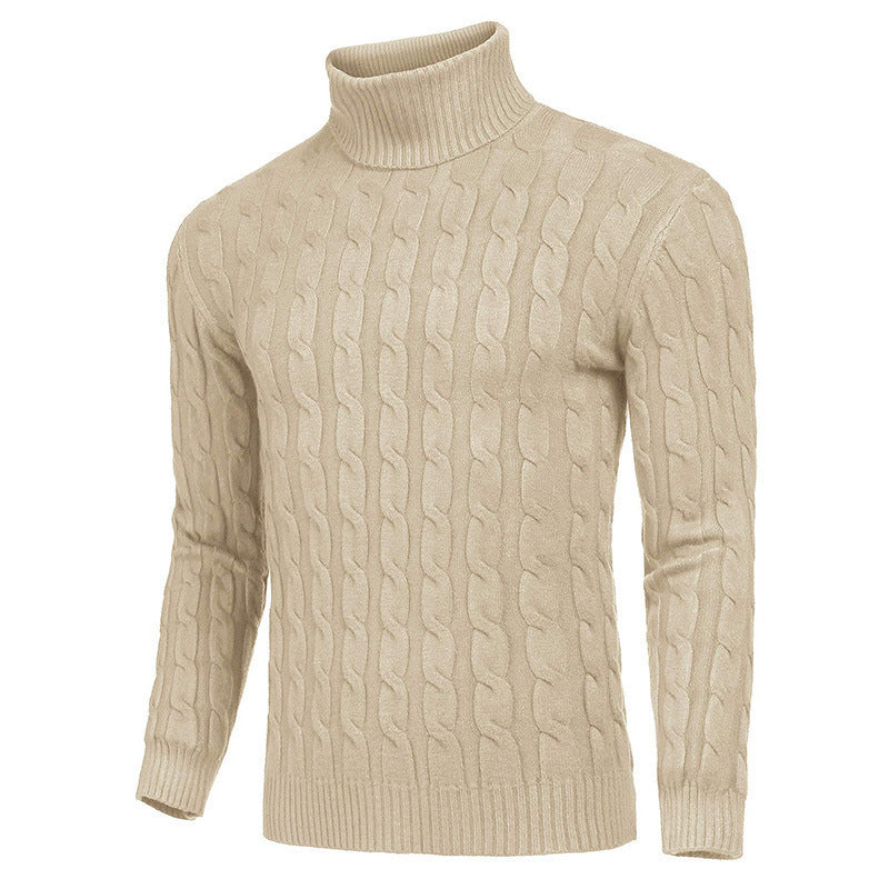 Men's knit pullover with high collar and cable pattern Lisslune