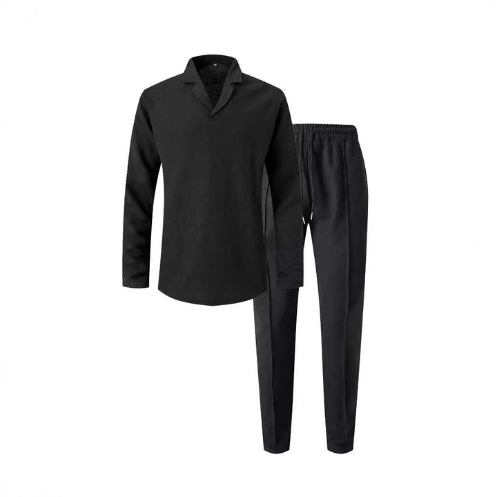 Men's elegant leisure set with modern collar and comfortable pants Lisslune