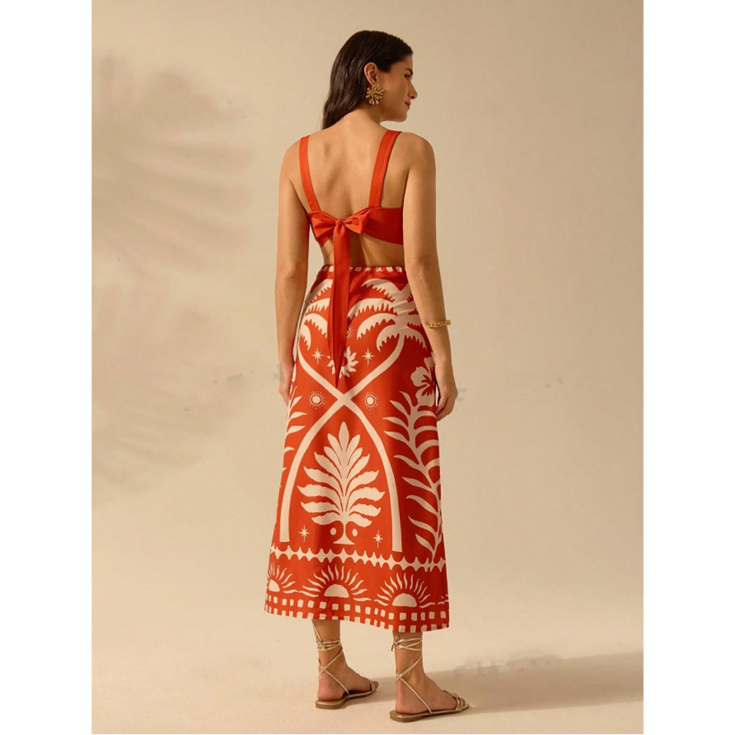 Ladies Crop Top and Maxi Skirt Set Lune London