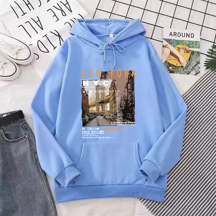 Women's hoodie with stylish New York print Lisslune