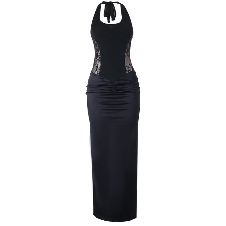Women's Elegant Maxi Dress with Refined Lace Top and Flowing Skirt Lune London