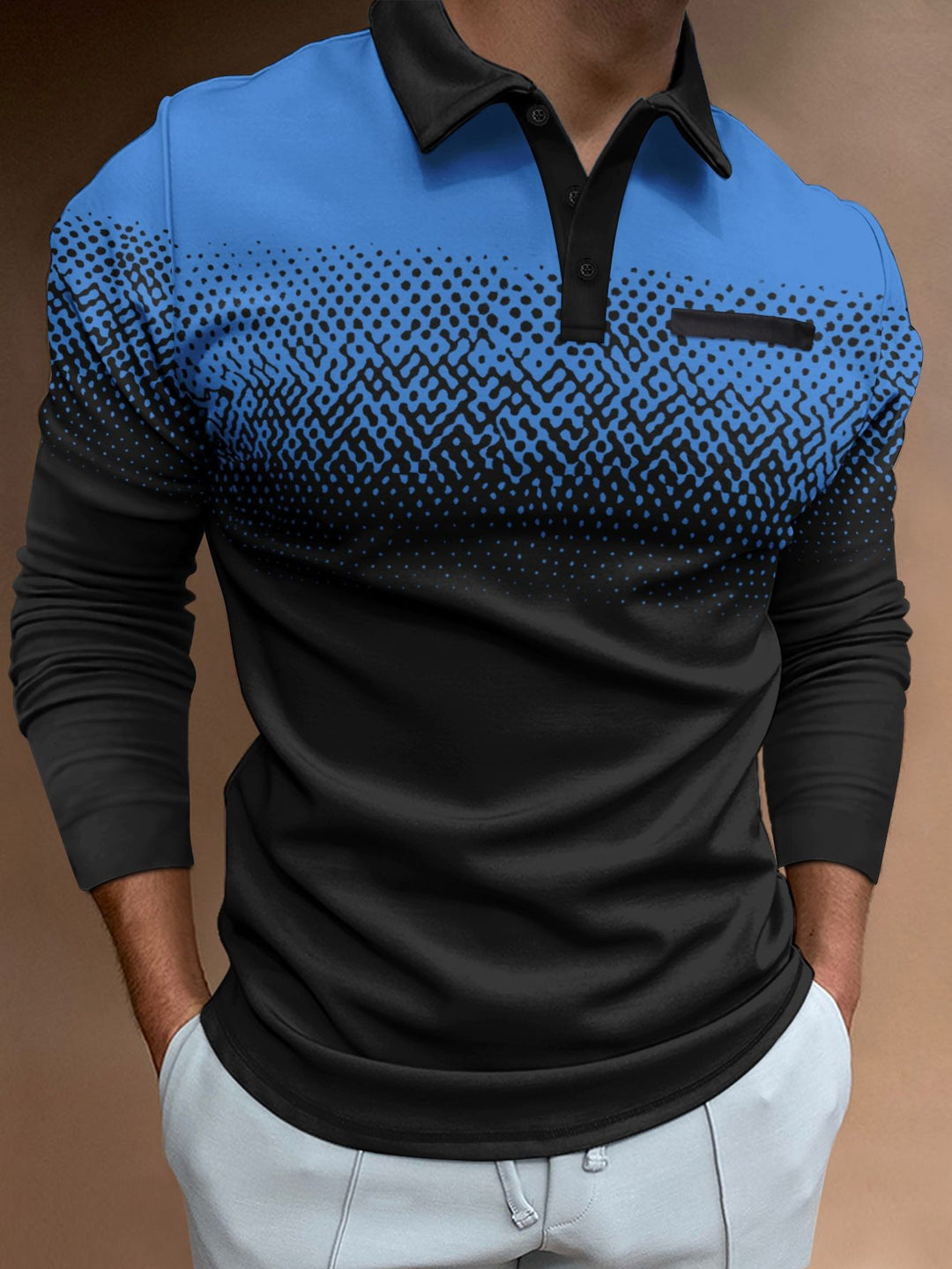 Men's polo shirt with modern gradient and stylish contrast details Lisslune