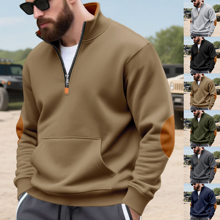 Men's hoodie with fashionable stand-up collar and contrast details Lisslune