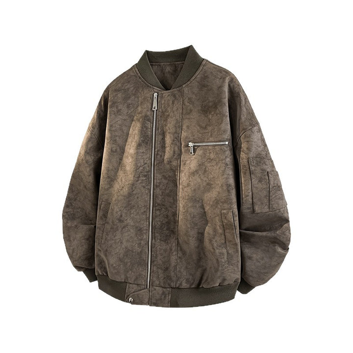 Men's Casual Oversized Bomber Jacket made from durable material with practical pockets Lisslune