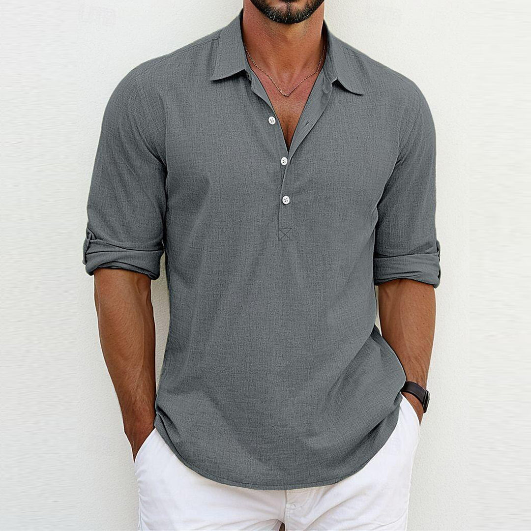 Men's casual long-sleeve shirt with button placket and modern cut Lisslune