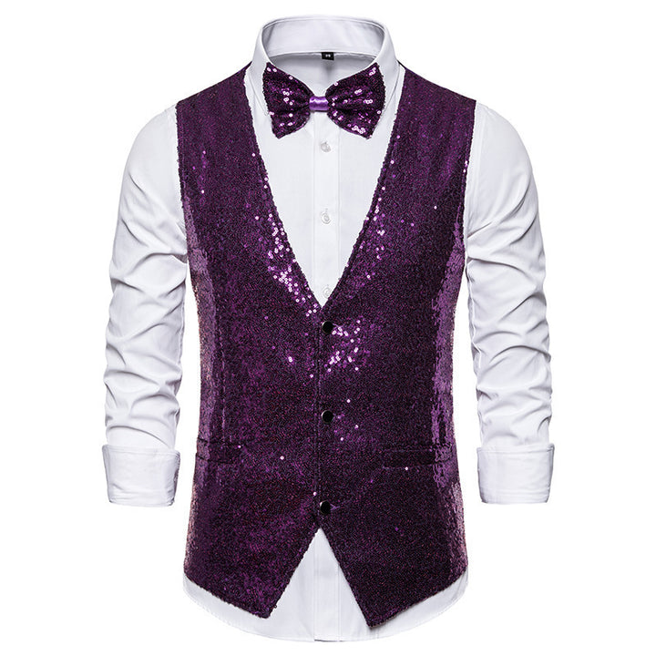 Men's elegant sequined blazer with classic cut and practical bow tie Lisslune