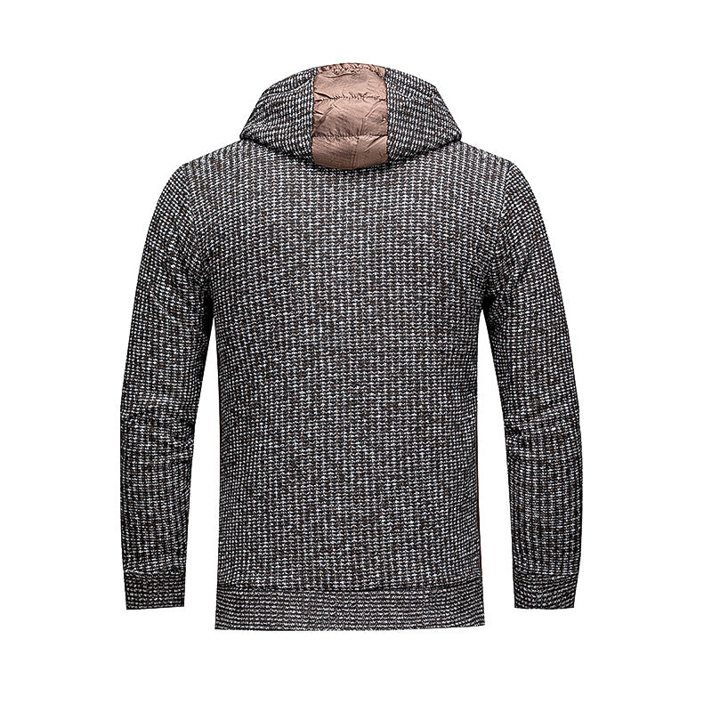 Men's Quilted Jacket with Hood and Fashionable Knit Design Lisslune