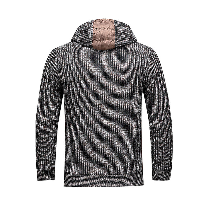 Men's Quilted Jacket with Hood and Fashionable Knit Design Lisslune