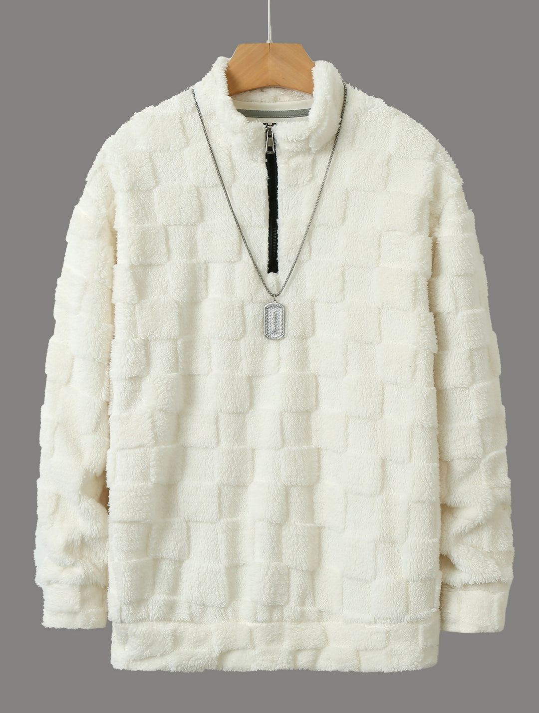 Men's fleece pullover with textured surface and high collar Lisslune