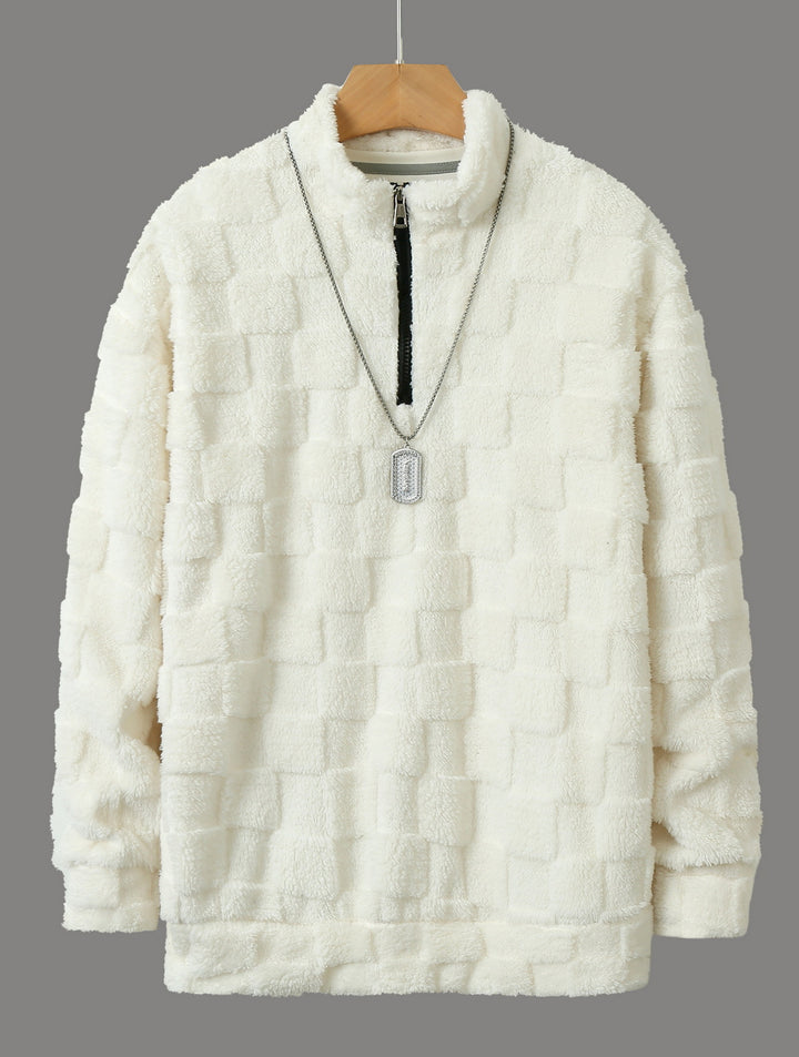 Men's fleece pullover with textured surface and high collar Lisslune