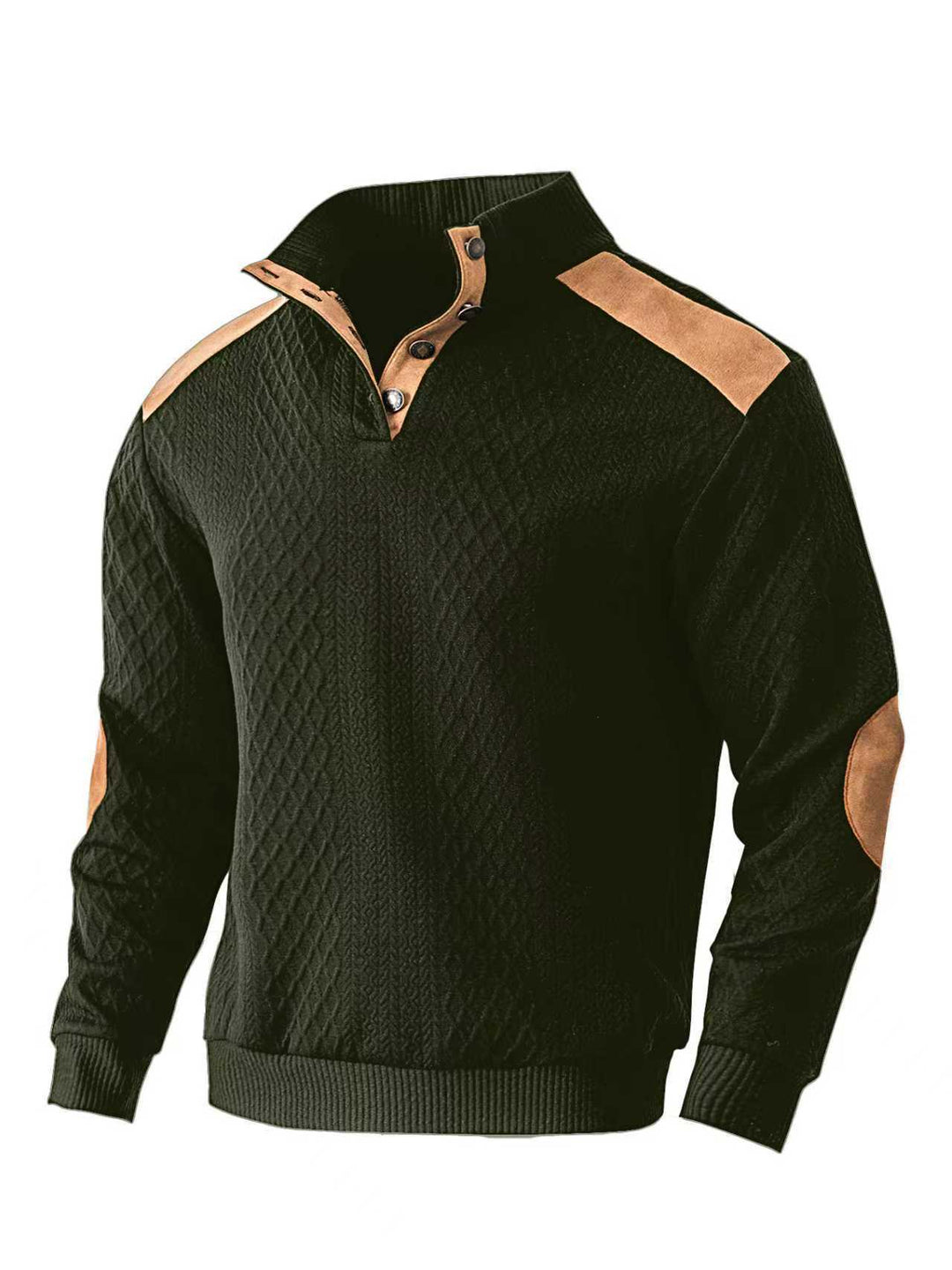 Men's knit pullover with unique stand collar and fashionable details Lisslune