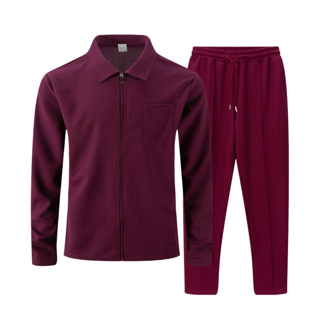 Men's sporty leisure set with zipper and practical pockets Lisslune