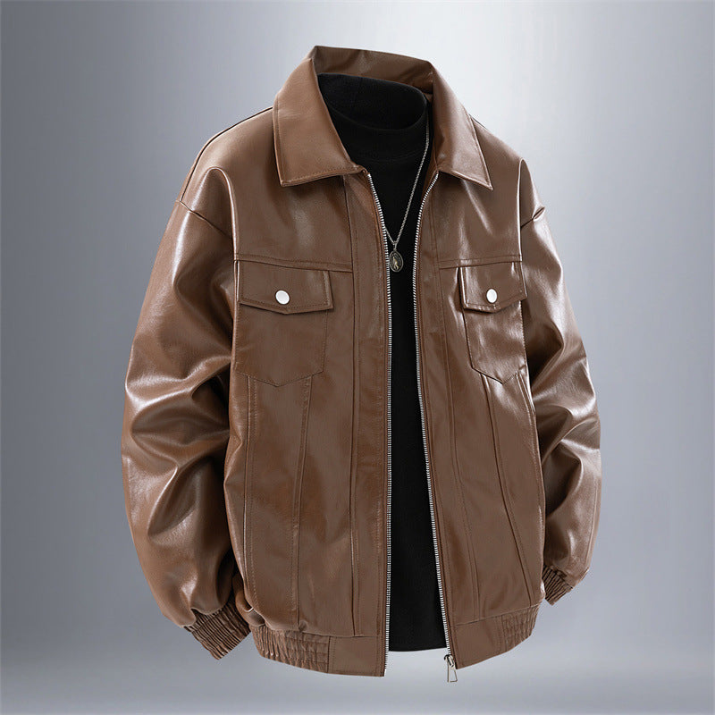 Men's Casual Synthetic Leather Jacket with Sporty Cut Lisslune