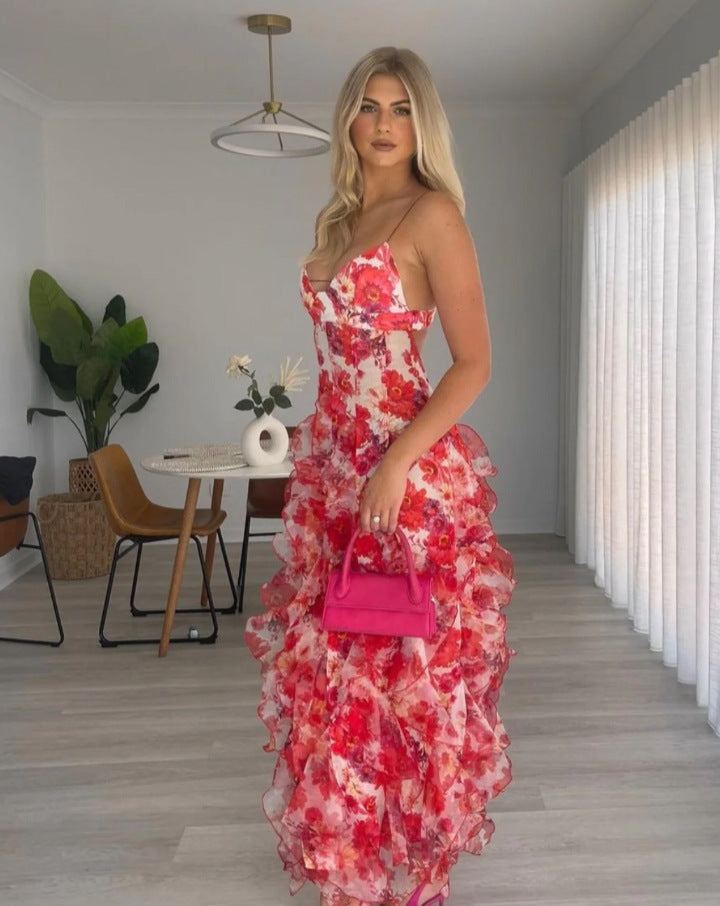 Ladies summer maxi dress with floral prints Lisslune