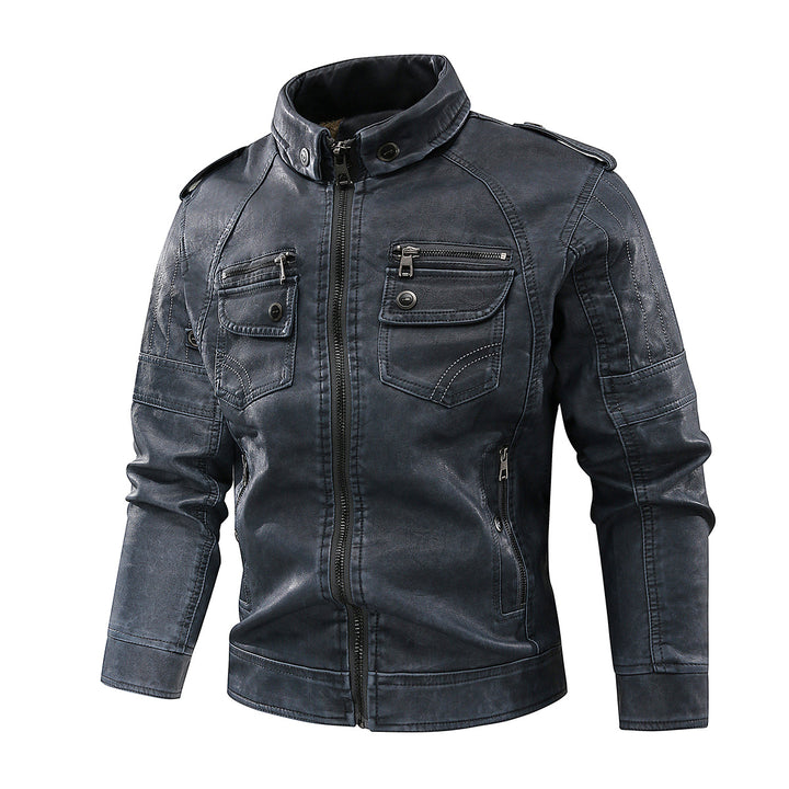 Men's elegant leather jacket with practical pockets and zipper details Lisslune