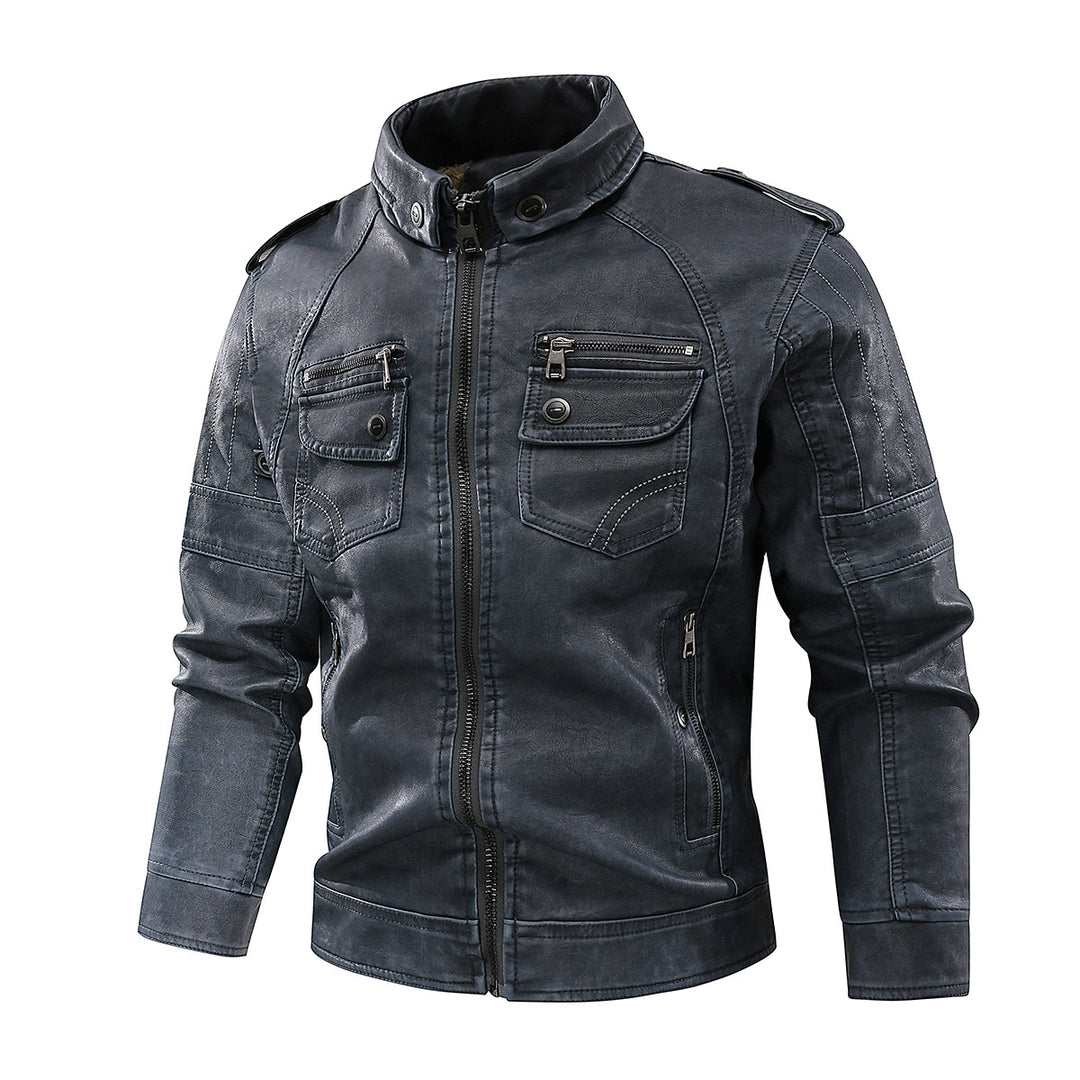Men's stylish biker jacket with practical pockets and high collar Lisslune