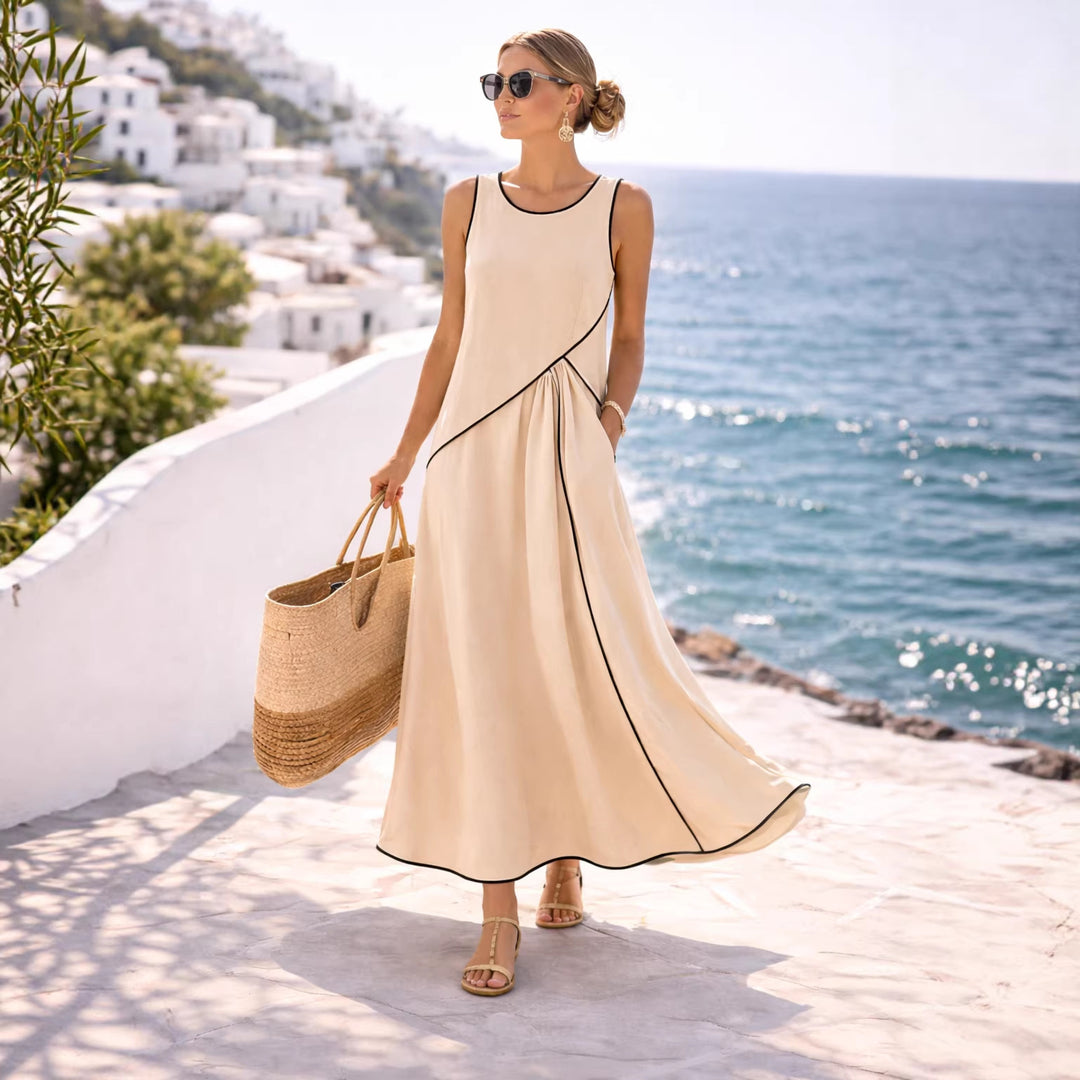 Women’s maxi dress with flowing cut and asymmetric design Lisslune