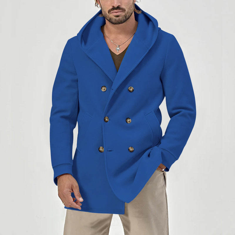Men's stylish double talent coat with hood and elegant button placket Lisslune