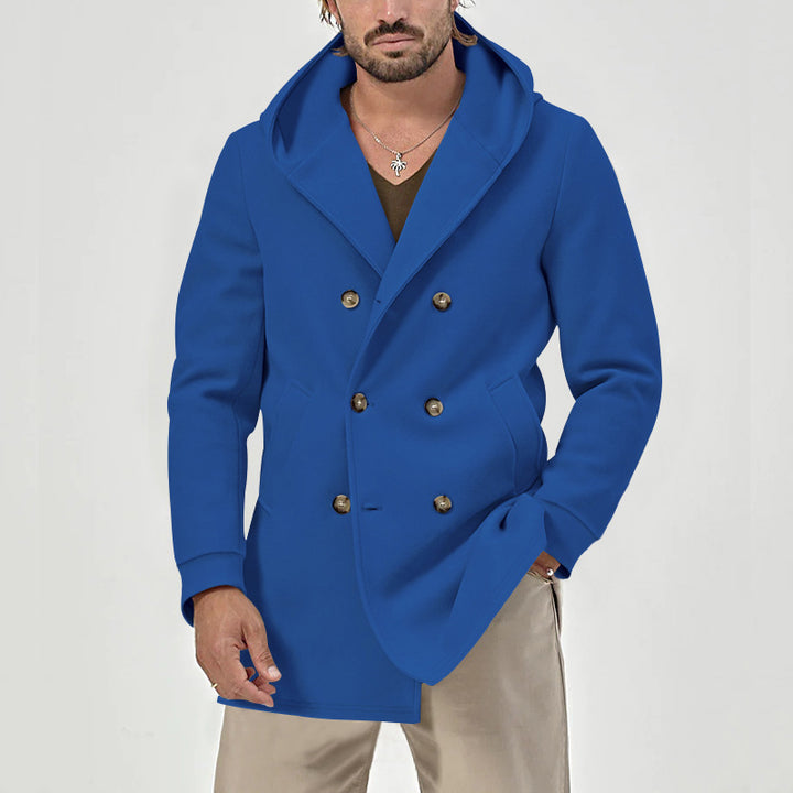 Men's stylish double talent coat with hood and elegant button placket Lisslune