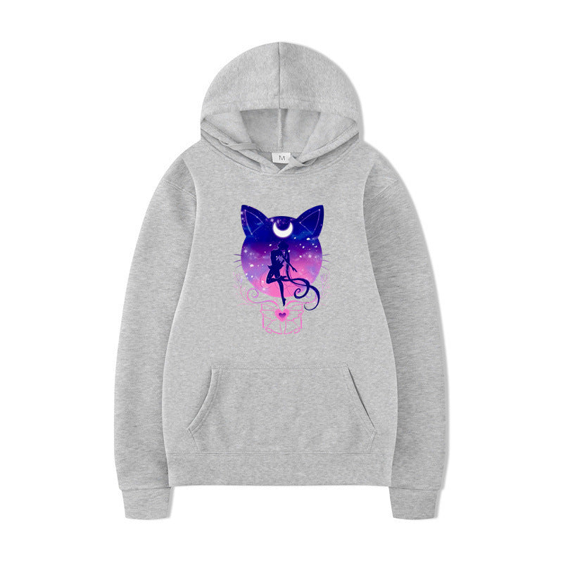 Women's hoodie with artistic cat design and comfortable fit Lisslune