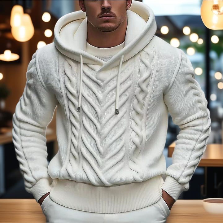 Men's hooded sweatshirt with textured cable pattern and elastic waistband Lisslune