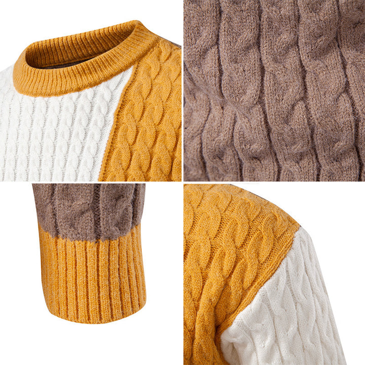 Men's stylish knitted sweater with creative color block look Lisslune