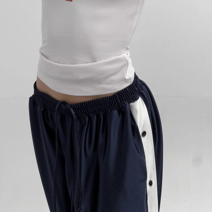 Ladies Sporty Snap Button Pants Lisslune