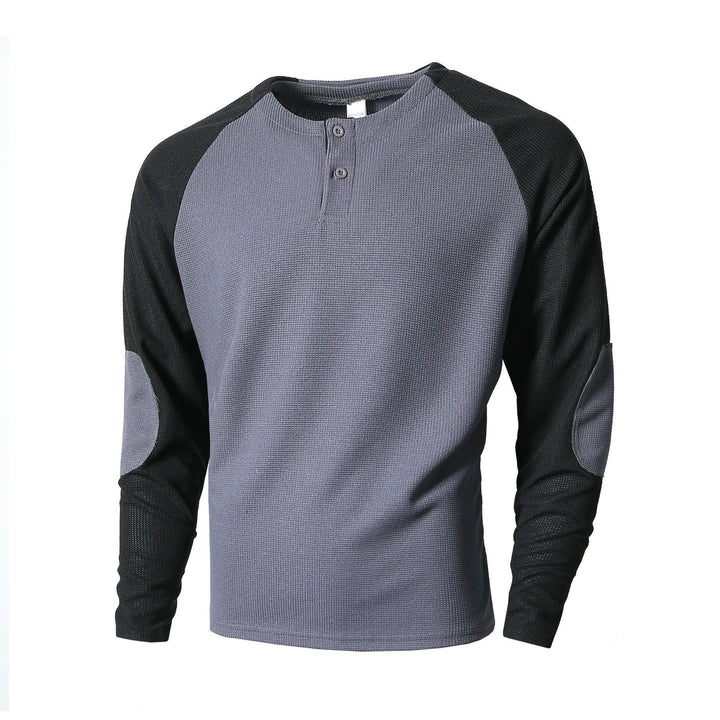 Men's long sleeve shirt with gathered shoulders and stylish contrast design Lisslune