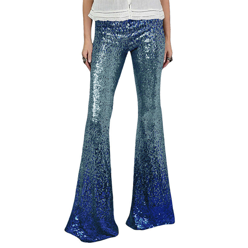 Women Glittering Bell-Bottoms with Luxurious Sequin Pattern Lisslune