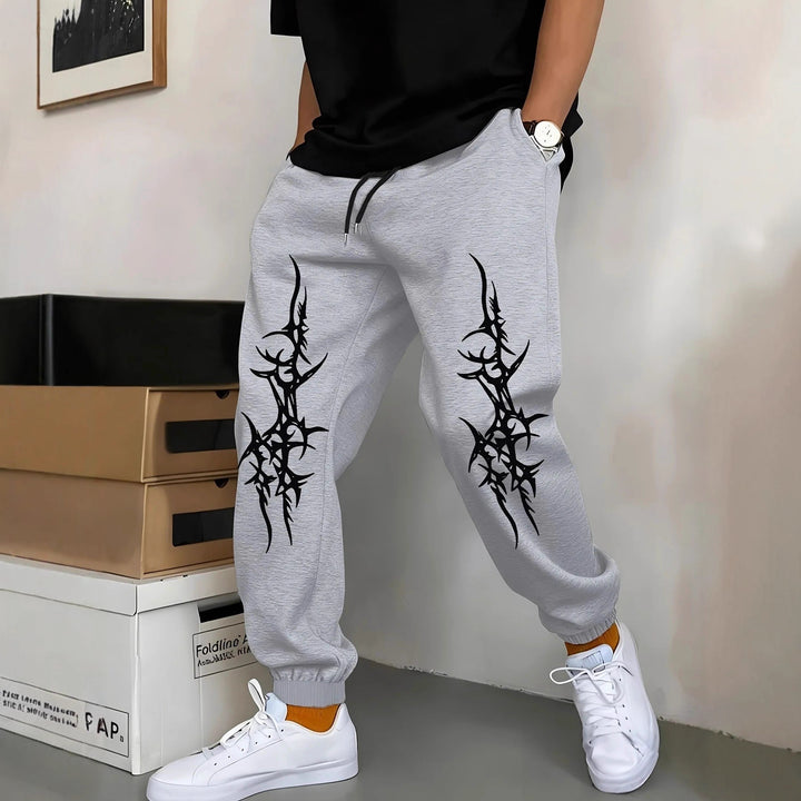 Men's Relaxed Fit Jogging Pants with Eye-Catching Graphic Design Lisslune