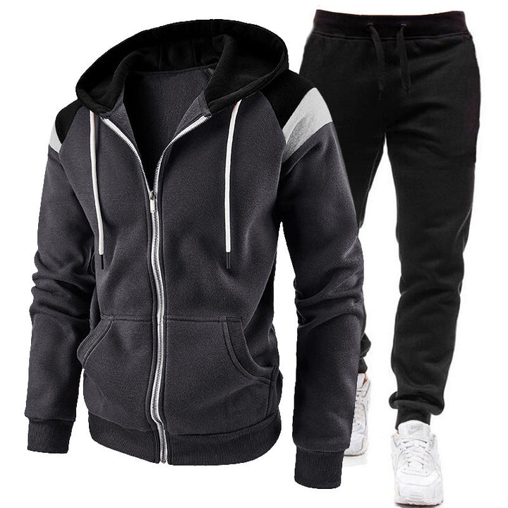 Men's Sporty Hooded Sweatshirt with Contrast Details and Comfortable Jogging Pants Lisslune