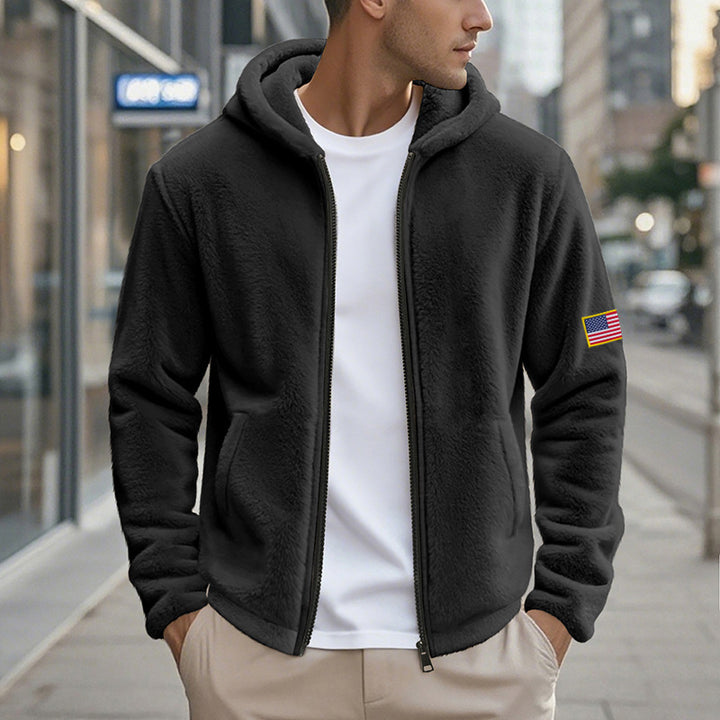 Men's fleece hoodie with practical pockets and modern zipper Lisslune