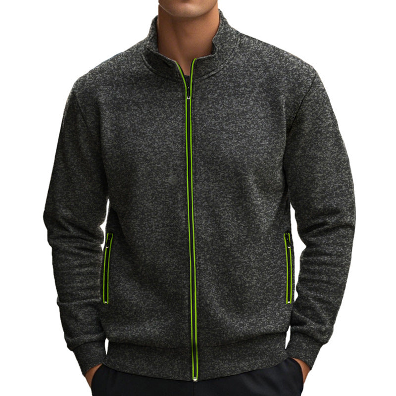 Men's fleece jacket with modern stand-up collar and practical pockets Lisslune