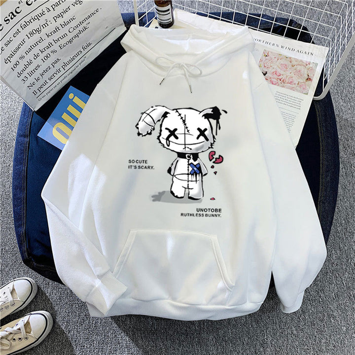 Ladies hooded sweatshirt with unique cartoon design and cozy inner lining Lisslune