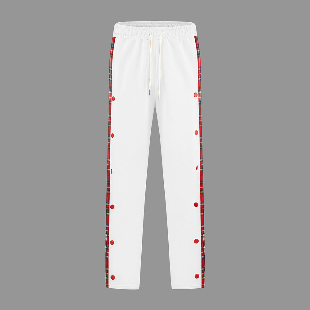 Men's Sporty Jogging Pants with Snap Button Design and Elastic Waistband Lisslune