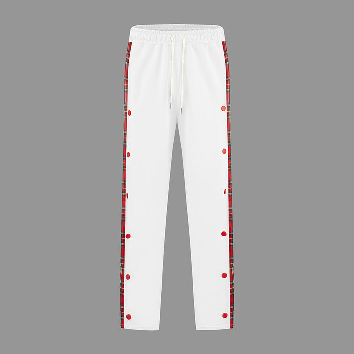 Men's Sporty Jogging Pants with Snap Button Design and Elastic Waistband Lisslune