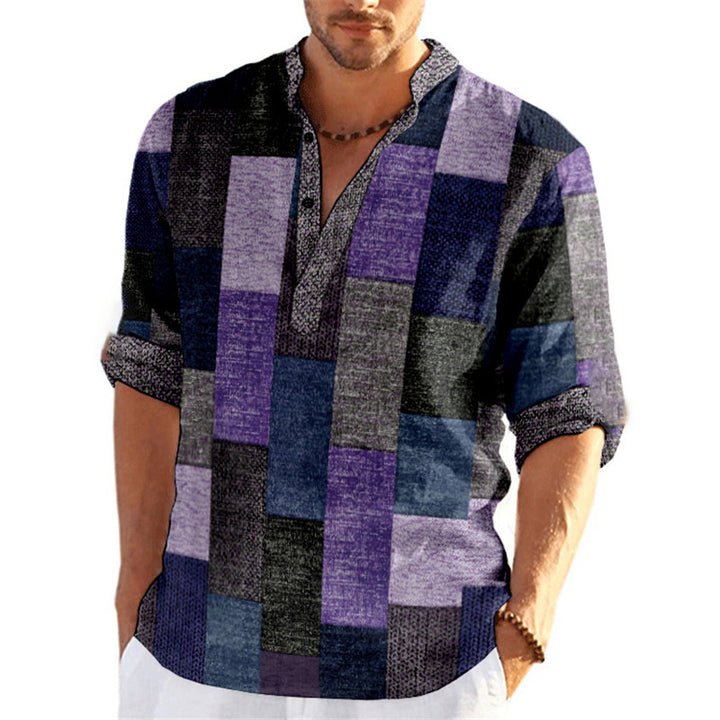 Men's Casual Short Sleeve Shirt in Modern Check Pattern Lisslune