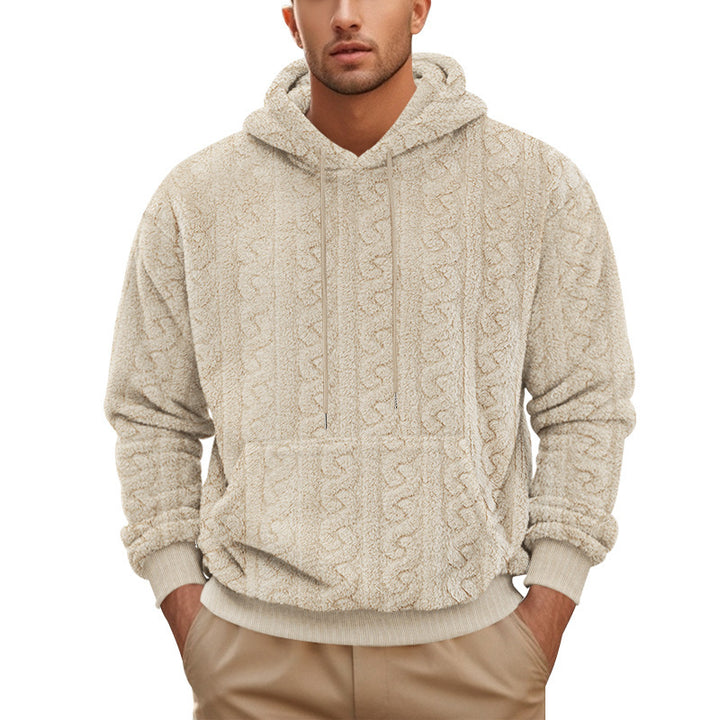 Men's hooded sweater made of soft fleece with textured design and kangaroo pocket Lisslune