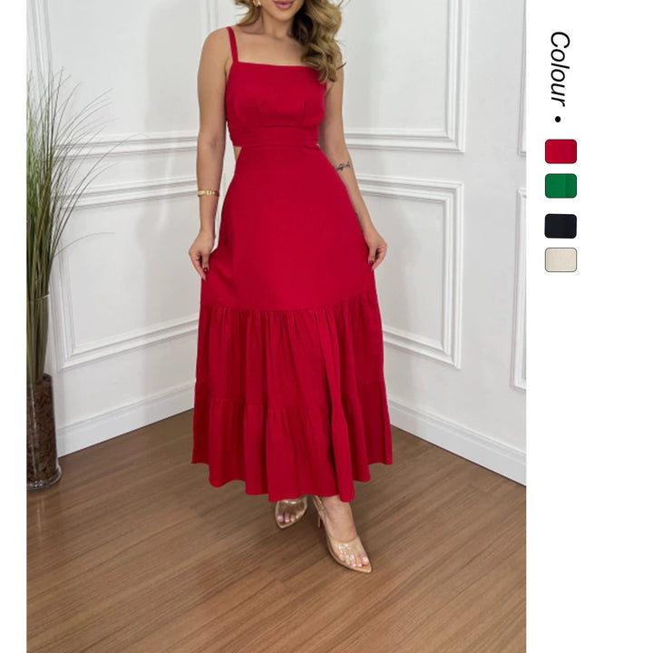 Women's maxi dress with tailored top and voluminous skirt Lune London
