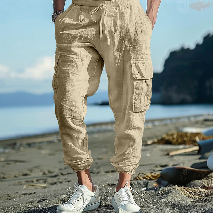 Men's cargo pants with elastic waistband and practical side pockets Lisslune 1759578019