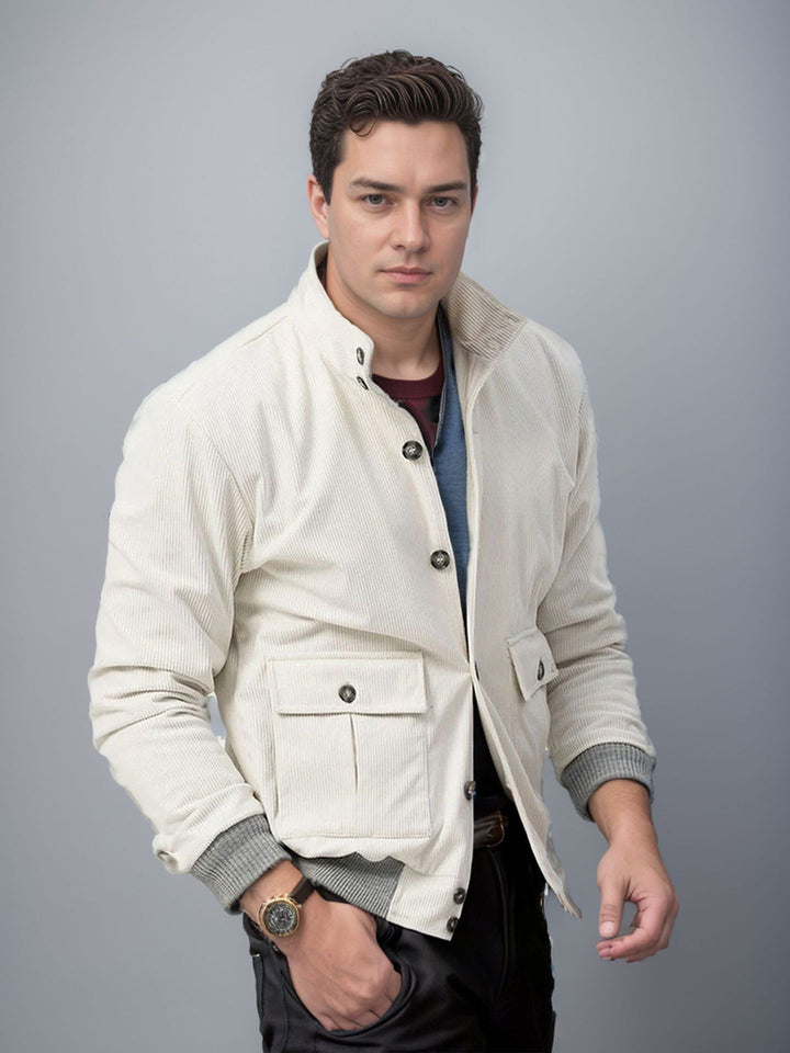 Men's sporty cord jacket with practical pockets and modern design Lisslune