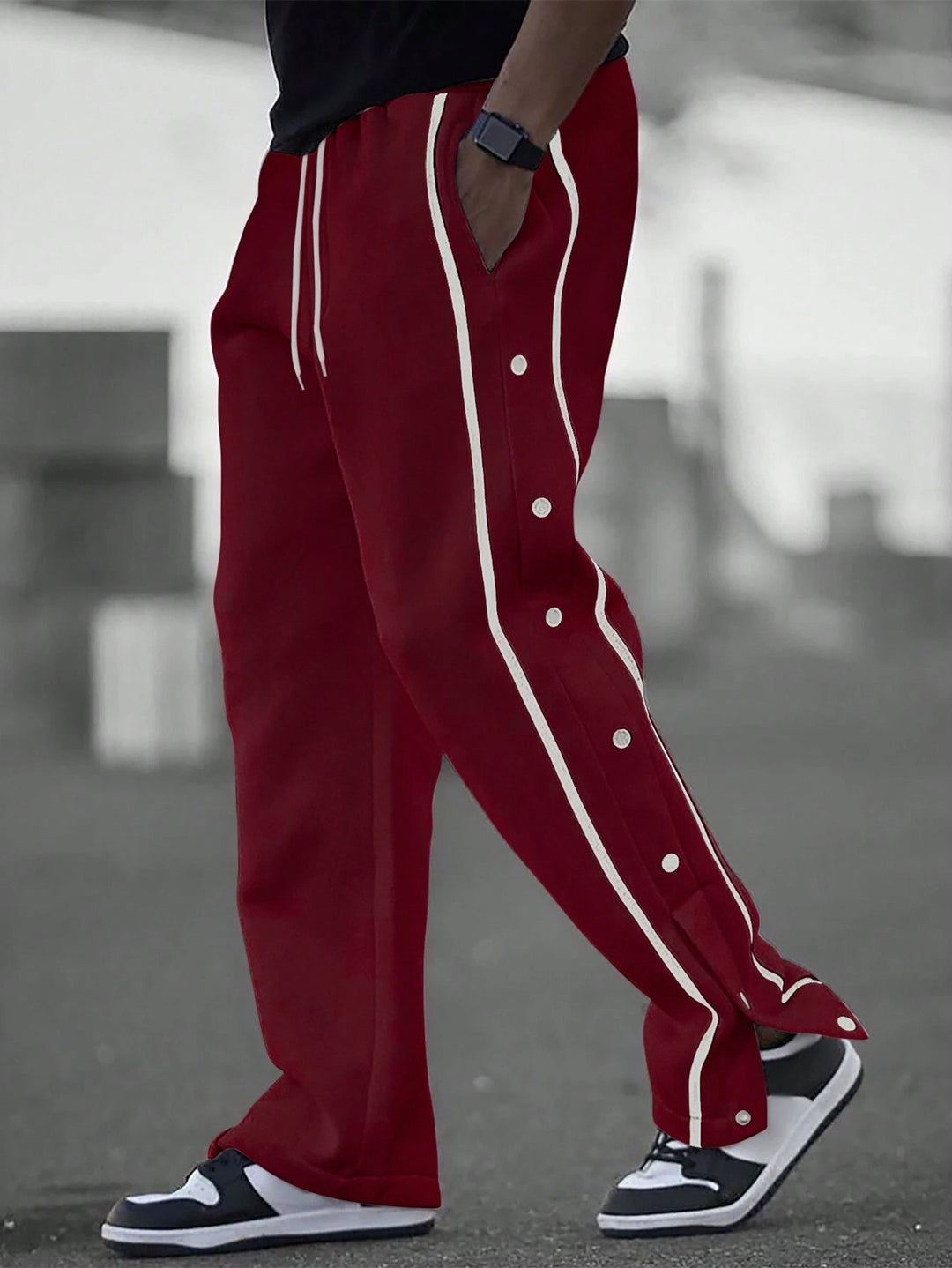Men's Casual Sports Pants with Side Snap Buttons Lisslune